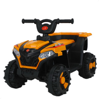 Moto Elétrica Infantil Mini Quadriciclo Elétrico Laranja Marcha Frente e Ré Bateria 6V Com Luz