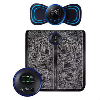 Kit Mini Massageador E Tapete Portátil Recarregável Dor Pescoço Coluna Pernas alívio da dor ferramenta ombro perna massa em Oferta na Shopee