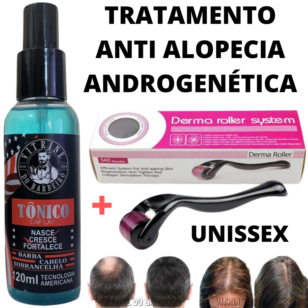 Dermaroller + Tônico Capilar Para Restaurar Cabelo C Falhas