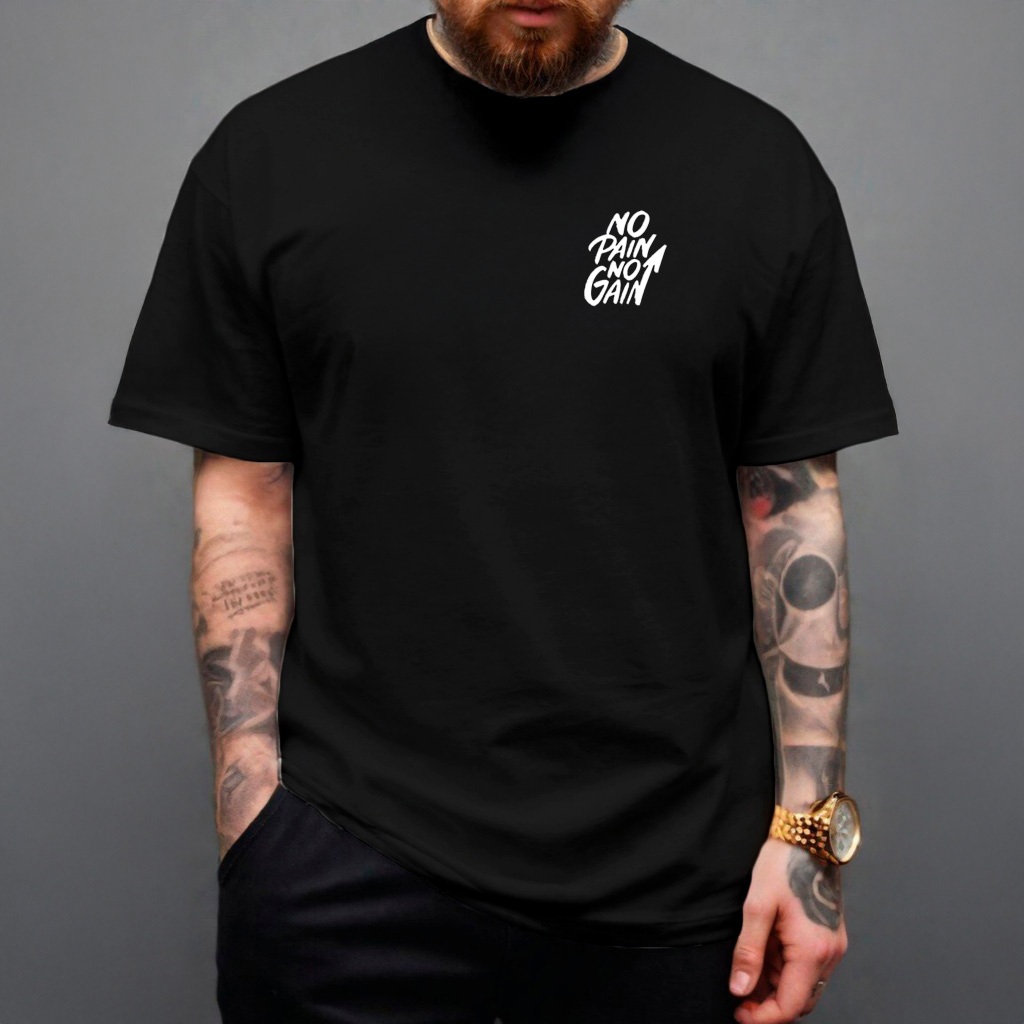 Camiseta Frase No Pain No Gain Para O Treino Modelo Unissex em Algodão Premium