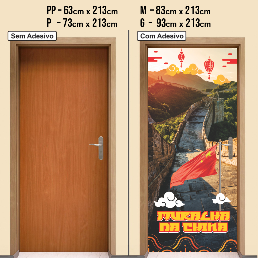 08P11 Muralha da China - Adesivo Para Portas De Madeira Ou Vidro -PONTO TURÍSTICO