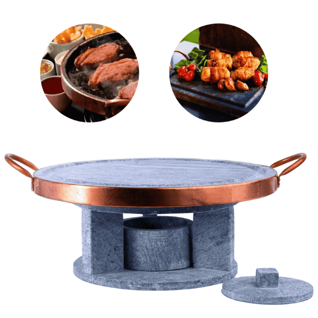 Grelha Para Carne Churrasco 32 Cm Pedra Sabão Com Rechaud Fogareiro em Oferta na Shopee