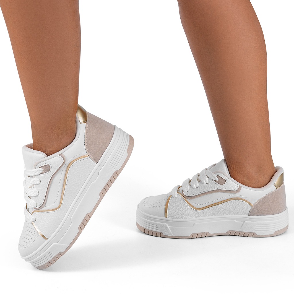 Tênis Feminino Lumiss Flatform Casual Confortável Blogueira Branco - Women Shoes
