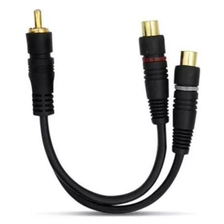 Cabo RCA Y Invertido 1 Macho 2 Femeas Emborrachado Anti Ruido Audio Preto