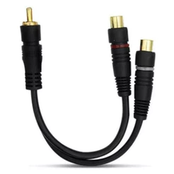 Cabo RCA Y Invertido 1 Macho 2 Femeas Emborrachado Anti Ruido Audio Preto