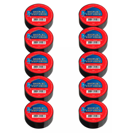 Pacote 10 Fita Isolante Anti Chama Isoflex 19mm X 10m C/10 Unidades