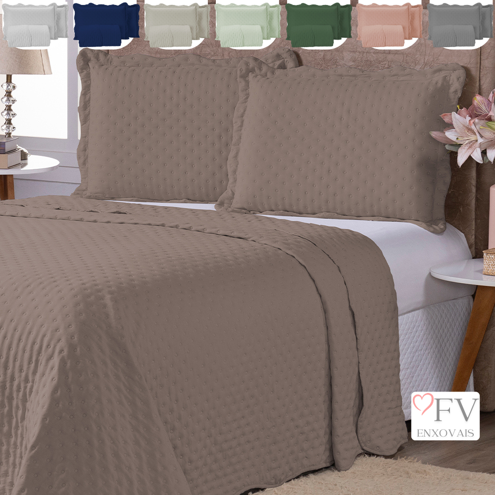 Kit Cobre Leito 400 Fios Dupla Face Casal Queen e King Colcha e Porta Travesseiro American...