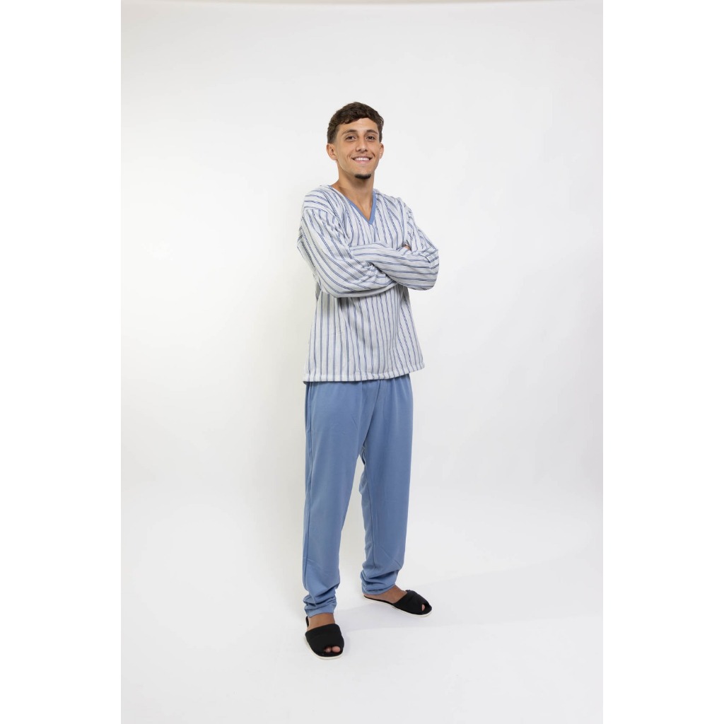 Pijama Adulto Masculino Conjunto Flanelado Quentinho Roupas de Dormir Roupas Masculinas