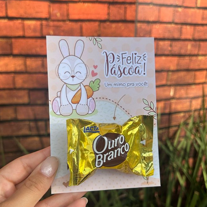 Card Tag Lembrancinha de Páscoa Card para Bombom Chocolate mimo cliente 10X14
