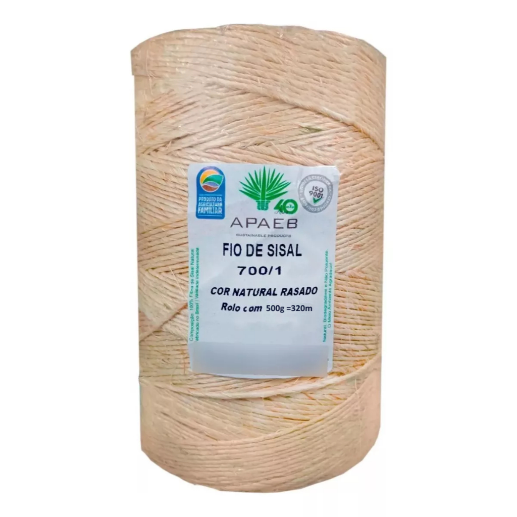 Barbante Sisal 1,5mm Rolo 300 Mts Artesanato Fio Amarração Decoração Acabamento Perfeito