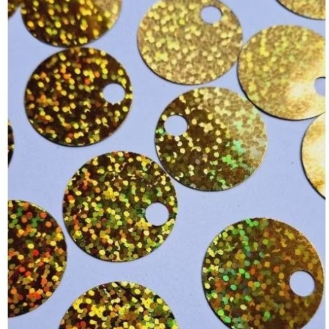 Paetê Dourado Hologáfico Furo Grande 25mm - Escolha a Quantidade Desejada em Oferta na Shopee