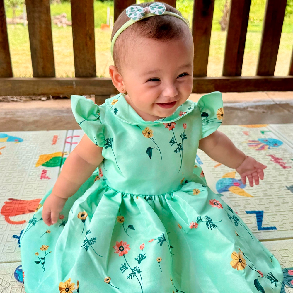 Vestido Infantil Bebê Menina Isis Verde Roupas Algodão em Oferta na Shopee