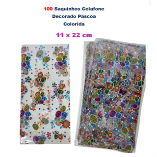 100 Saquinho Celofane Transparente 11x22 cm Decorado Páscoa Colorida Festa Lembrancinha em Oferta na Shopee