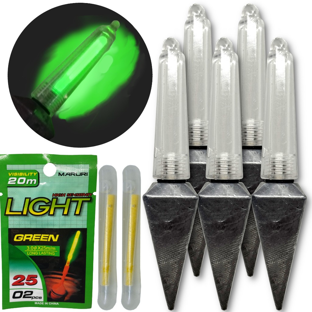 Chumbada Capela com Cápsula e Bastão Luminoso Pesca Noturna | Vários Tamanhos
