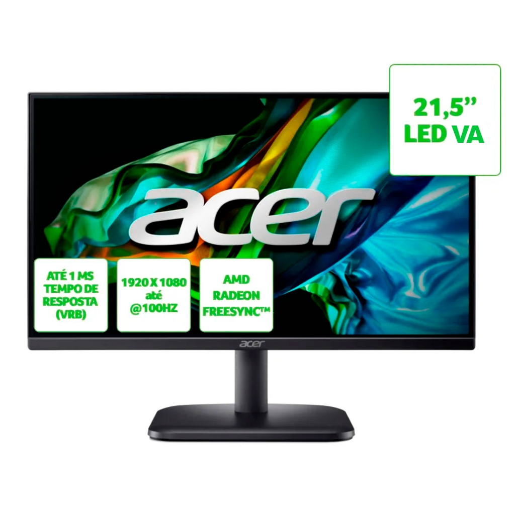 Monitor Gamer Acer 21,5" Full HD VA 100Hz 1ms EK221Q Bivolt - Computers & Accessories
