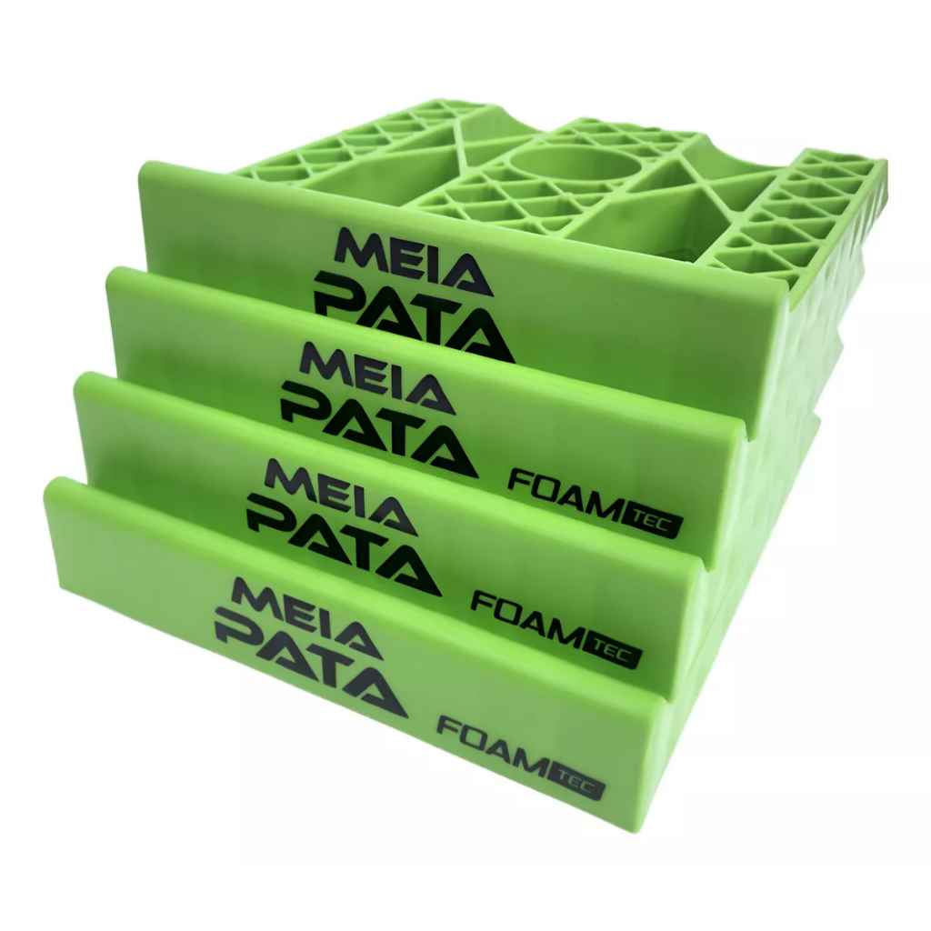 Kit Meia Pata 4 Rampas Foamtec Piso Comum Verde Limpeza Pneus