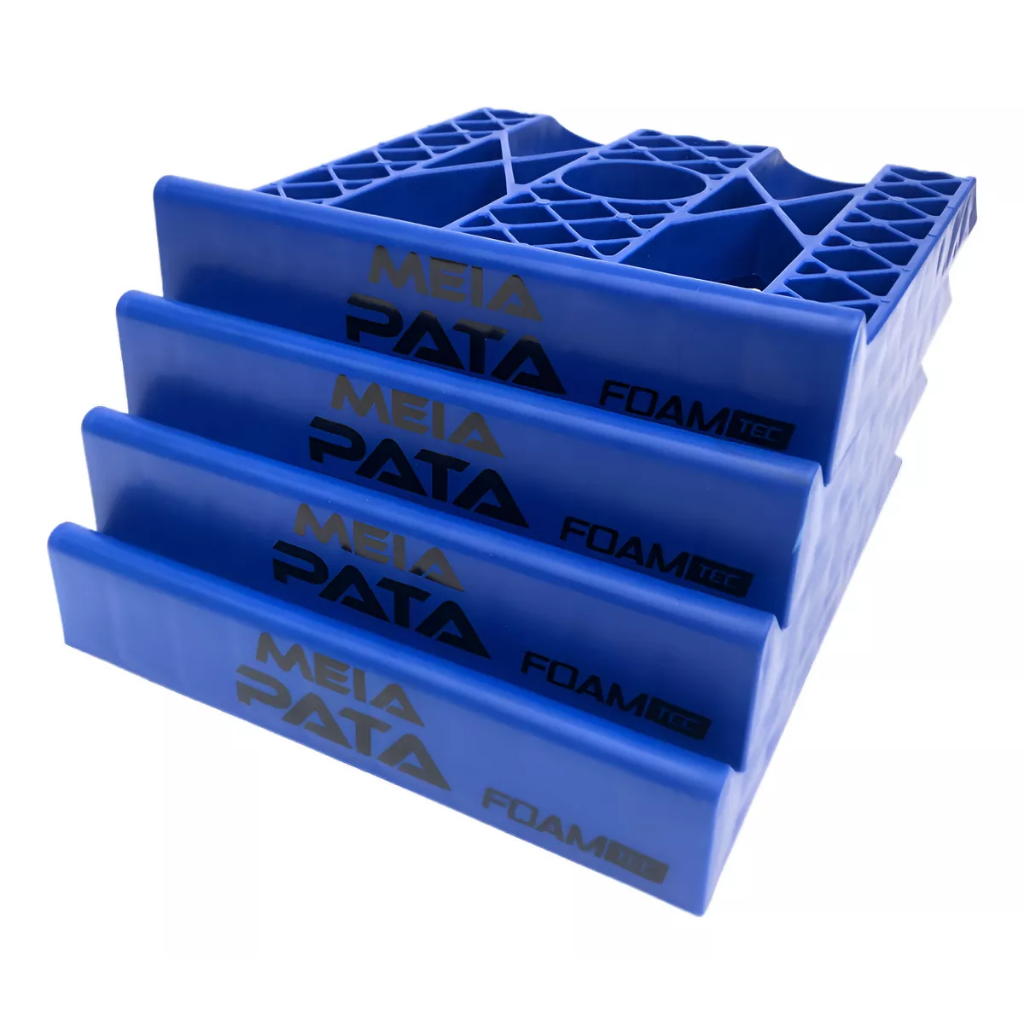 Kit Meia Pata 4 Rampas Foamtec Piso Comum Azul Limpeza Pneus