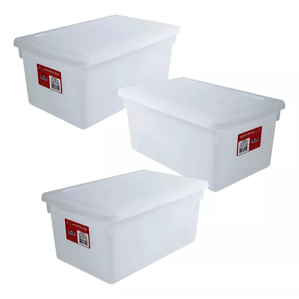 Kit 3 Caixa Organizadora 8l Branca Com Tampa Ref 0512