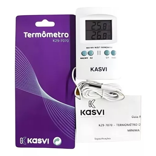 Termometro Temperatura Maxima E Minima In/out - KASVI em Oferta na Shopee