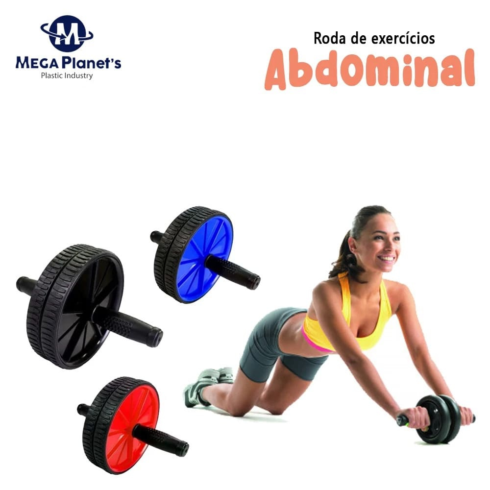 Roda Abdominal Dupla Para Exercícios Treino de Definição Abdômen - Rodinha Fitness Crossfit Ex
