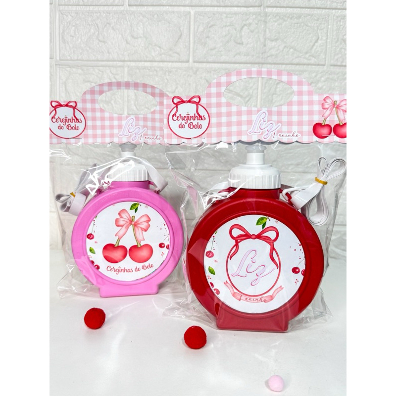 Cantil 550ml cerejinha|Com Adesivo Vinil|Lembrancinha Festa Infantil|Fazemos Todos Os Temas