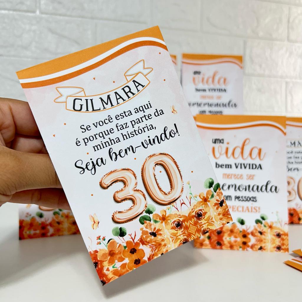 Centro de Mesa Agradecimento Personalizado Festa Aniversario - Plaquinha Aniversário Laranja floral