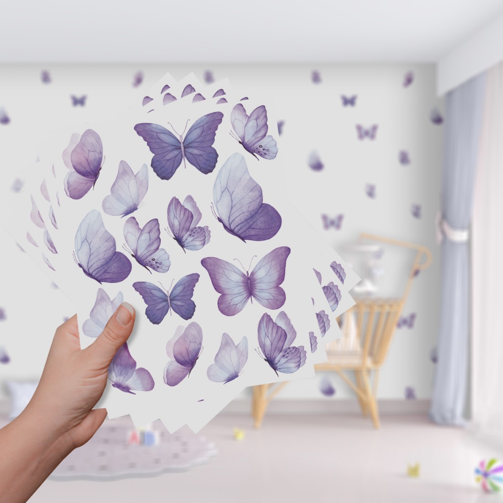 Adesivo De Parede Decorativo Autocolante Borboletas Roxa Quarto Sala Menina em Oferta na Shopee