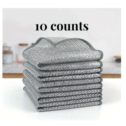 Imagem Kit 10 Panos De Limpeza Aço PREMIUM Arear Panela Fogão Toalha Louça Tira Gordura Reutilizável