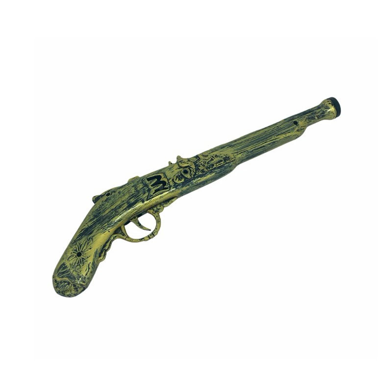 Acessório  / brinquedo para fantasia Pirata Garrucha / pistola dourada (Plástico)