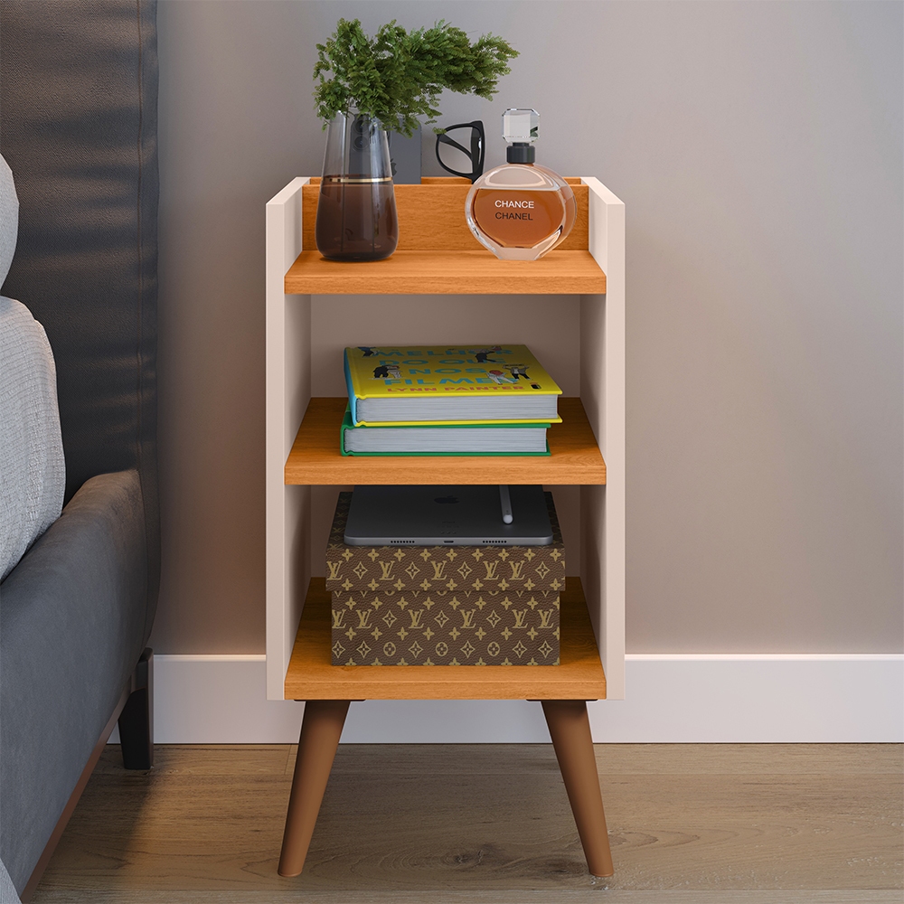 Mesa de Cabeceira para Quarto Max com Porta Celular Retrô Várias Cores