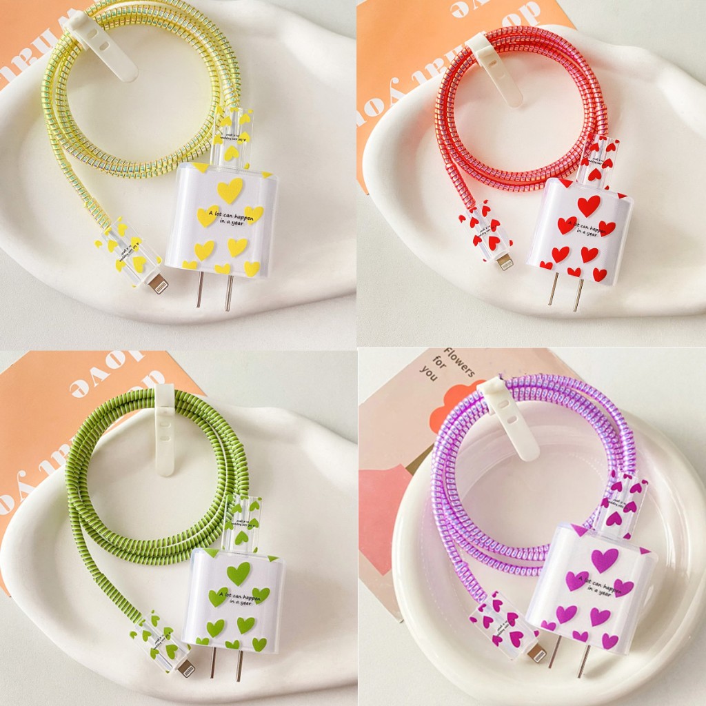 Transparente Cabo de carregamento e capas de carregador, compatível 1.4m durável Laser Data Cable Protective Sleeve em Oferta na Shopee