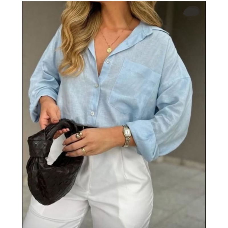 Max camisa feminina de linho importado