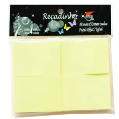 Recadinho Autoadesivo Bloco de Notas 35x50 c/ 04 100FL Anotações Papelaria Escolar Escritório