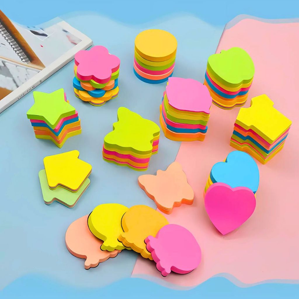 Recadinho Autoadesivo Divertido 7x7 Neon Sortido Bloco de Notas Escritório Escolar em Oferta na Shopee