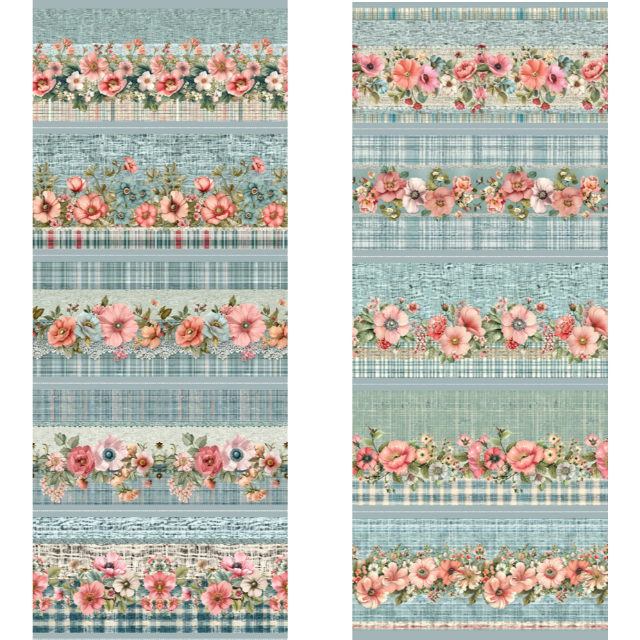 Tricoline Digital 100% algodão BARRADOS 50x75cm - 5 barrados