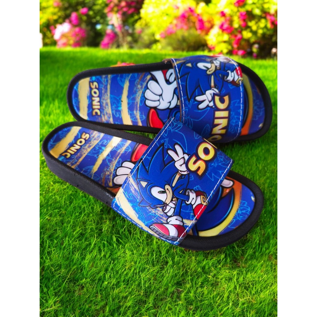 Sonic Chinelo Sandália Infantil Slide Menino Mickey Disney Macio Personagens Masculino Criança Lançamento