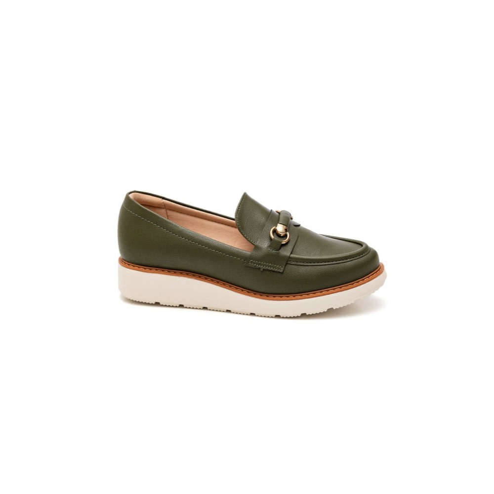 Sapato Modare Ultra Conforto Mocassim Feminino Napa Verde Escuro 7400.103