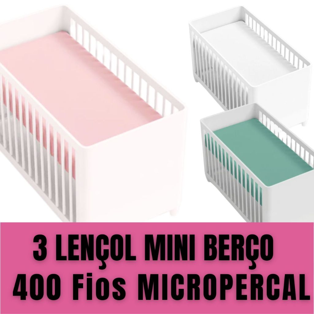 KIT 3 LENÇOL AVULSO MINI BERÇO 400 FIOS MICROPERCAL