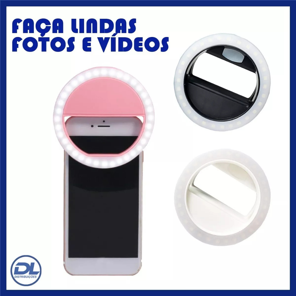 Ring Light Para Celular Câmera de Selfie Fotos Claras e Nítidas para Blogueiros
