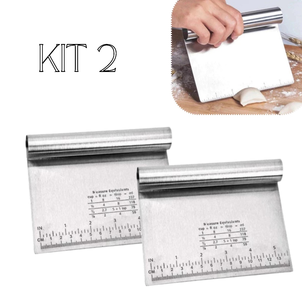 2 unidades Espátula Em Inox Prática Raspador De Massa Com Cabo Tubular 15cm