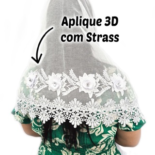 Véu Ccb Congregação Cristã Aplique Floral 3D Com Strass Adulto (mod. Jade) em Oferta na Shopee