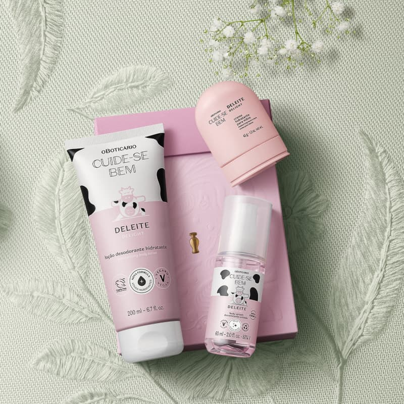 Kit Presente Dia das Mães Cuide-se Bem Deleite (3 itens)  Body Splash + Loção Hidratante + Creme Para As Mãos