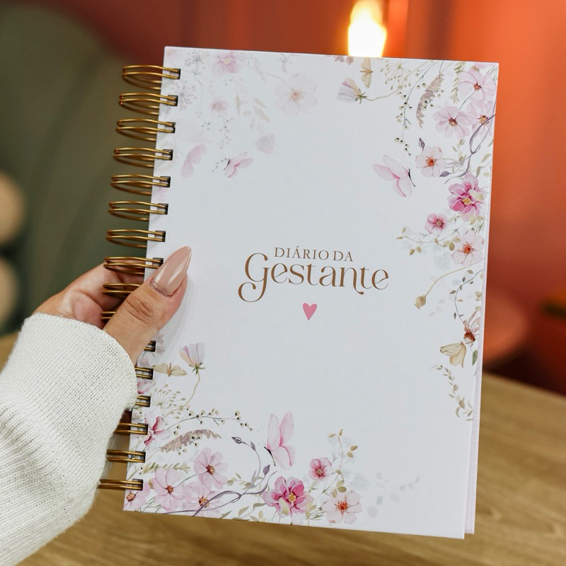 Diário da Gestante [PERSONALIZADO] com seu nome na capa - Capa dura encadernado com wire-o