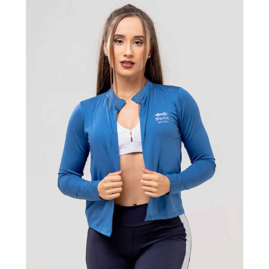 Casaquinho Feminino Proteção Solar Cardigan Uv Treinamento Praia Academia Esportes Entrega expressa