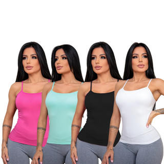 Kit 4 Regatas Feminina C/ Bojo Dia a Dia Atacado Caminhada Blusinha em Oferta na Shopee