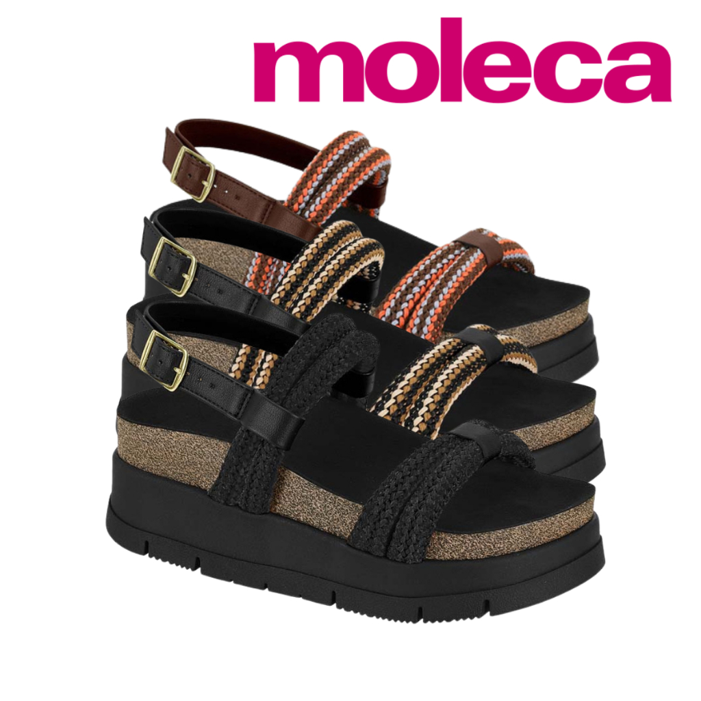 Sandália Moleca Anabela Confort fivela Passeio Plataforma Feminino Original