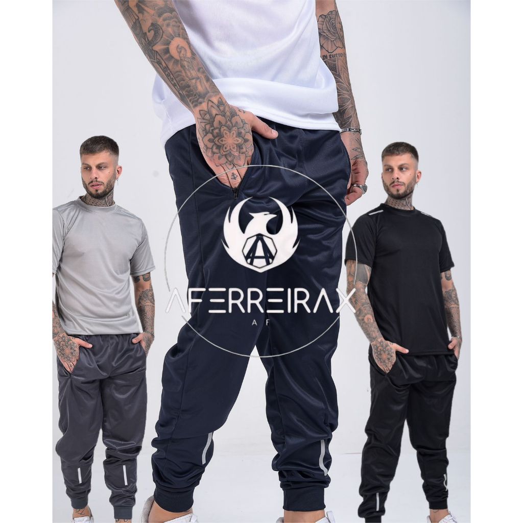 CALÇAS JOGGER MASCULINAS ESPORTIVA COM REFLETIVO ACADEMIA TECIDO RESISTENTE em Oferta na Shopee