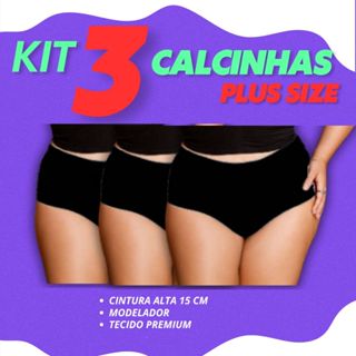 KIT 3 PECAS Calcinha Feminina Pós Parto  Cintura Cós Alta  Duplo Segura Barriga em Oferta na Shopee