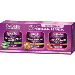 Kit Cronograma Capilar Máscara Dabelle Hair  Hidratação Nutrição Reconstrução 400G 3 Máscaras em Oferta na Shopee