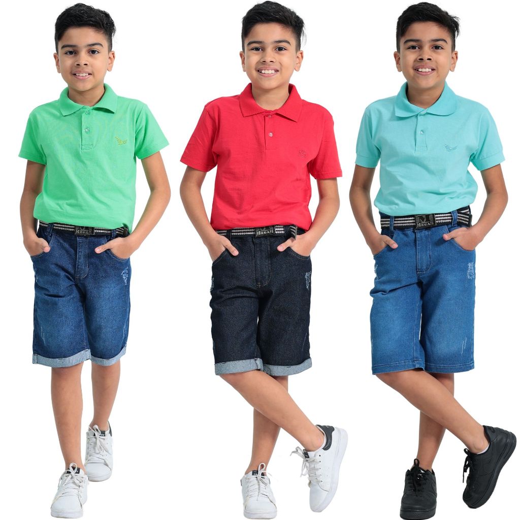 Quite bermuda jeans infantil juvenil regulador interno e bolso em Oferta na Shopee